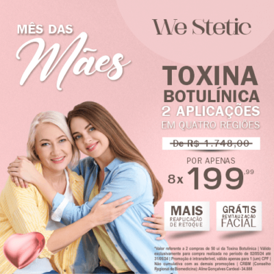 2 Aplicações de Toxina Botulinica por apenas 8x R$ 199,99 para você e sua mãe!